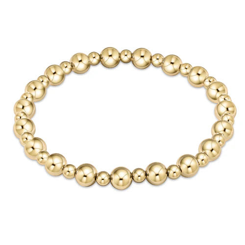 Classic grateful pattern 6mm bead bracelet- gold (EXTENDS)