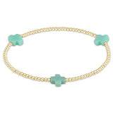 Signature cross gold pattern 2mm bead bracelet