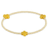 Signature cross gold pattern 2mm bead bracelet