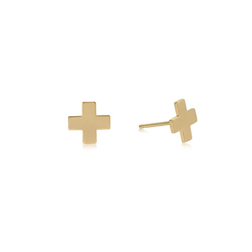 Signature cross stud - gold