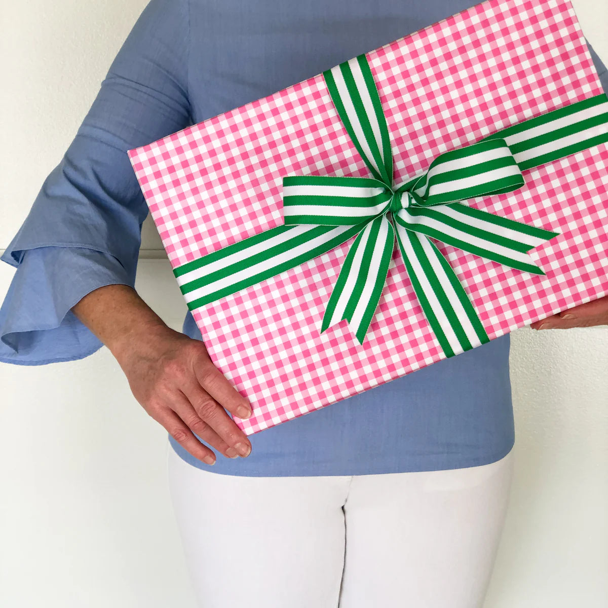 Gingham Check Gift Wrap Sheets- Pink