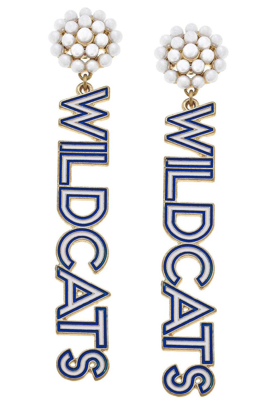 Kentucky Wildcats Pearl Cluster Outline Enamel Drop Earrings