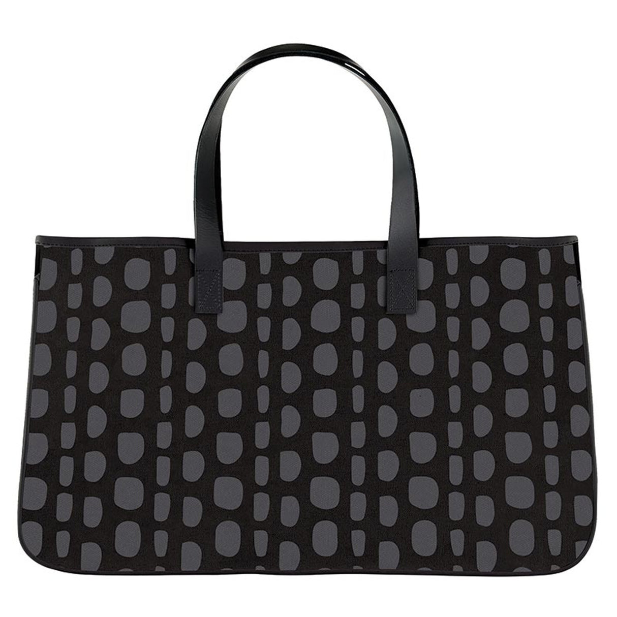 Black Canvas Pattern Tote - Large Dots