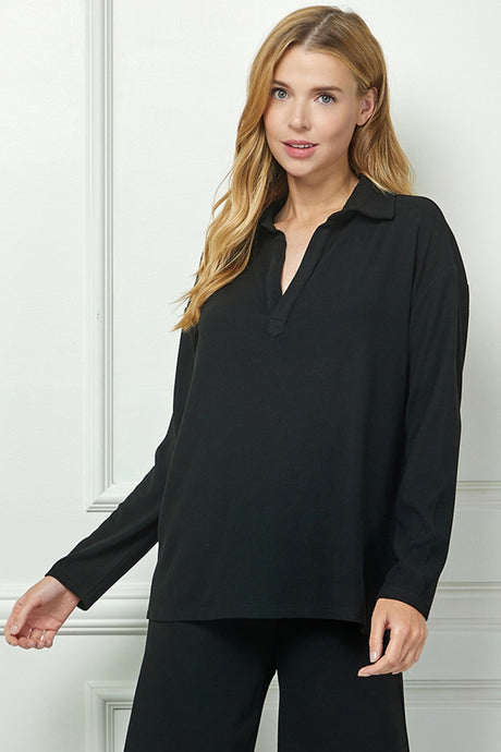 Collared Fleece Long Sleeve Top