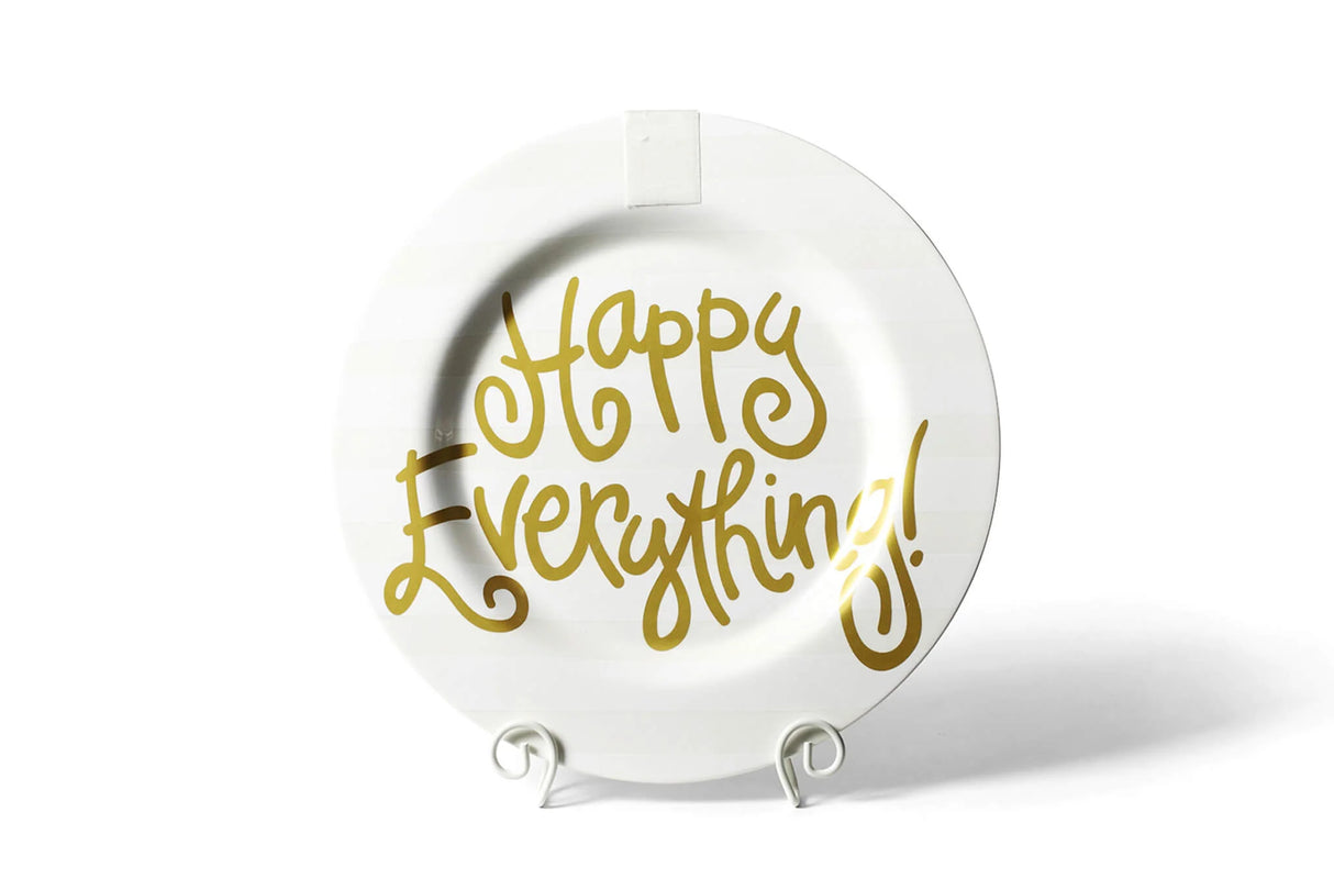 White Stripe Big Happy Everything! Round Platter