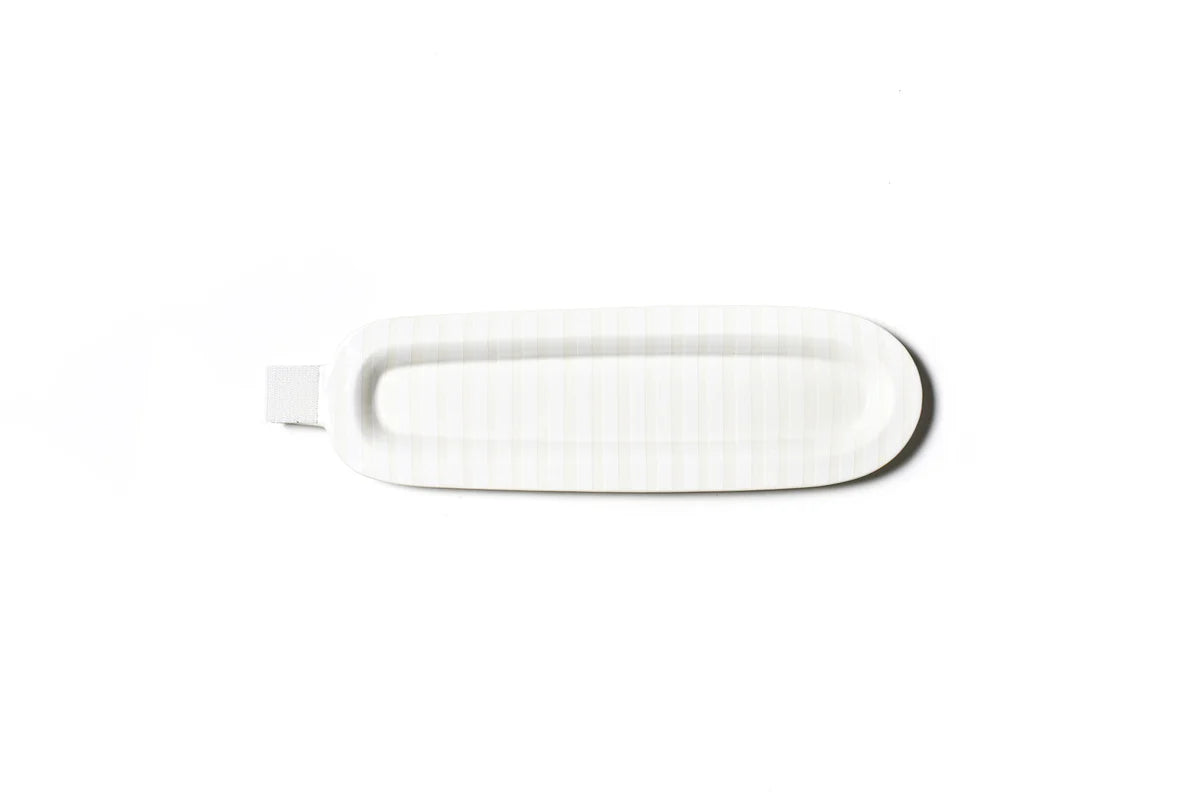 White Stripe Mini Skinny Oval Entertaining Tray