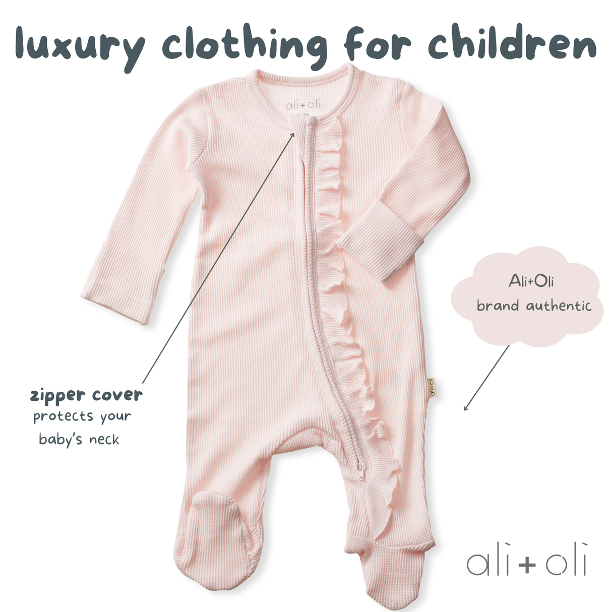 Baby Ruffle Footie 2-Way Zipper – Organic Cotton Waffle Knit
