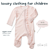 Baby Ruffle Footie 2-Way Zipper – Organic Cotton Waffle Knit