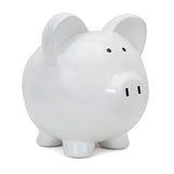 White Big Ear Pig- Glazed Ceramic Piggy Bank