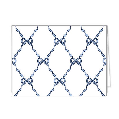 Blue Bow Lattice Folded Notecards