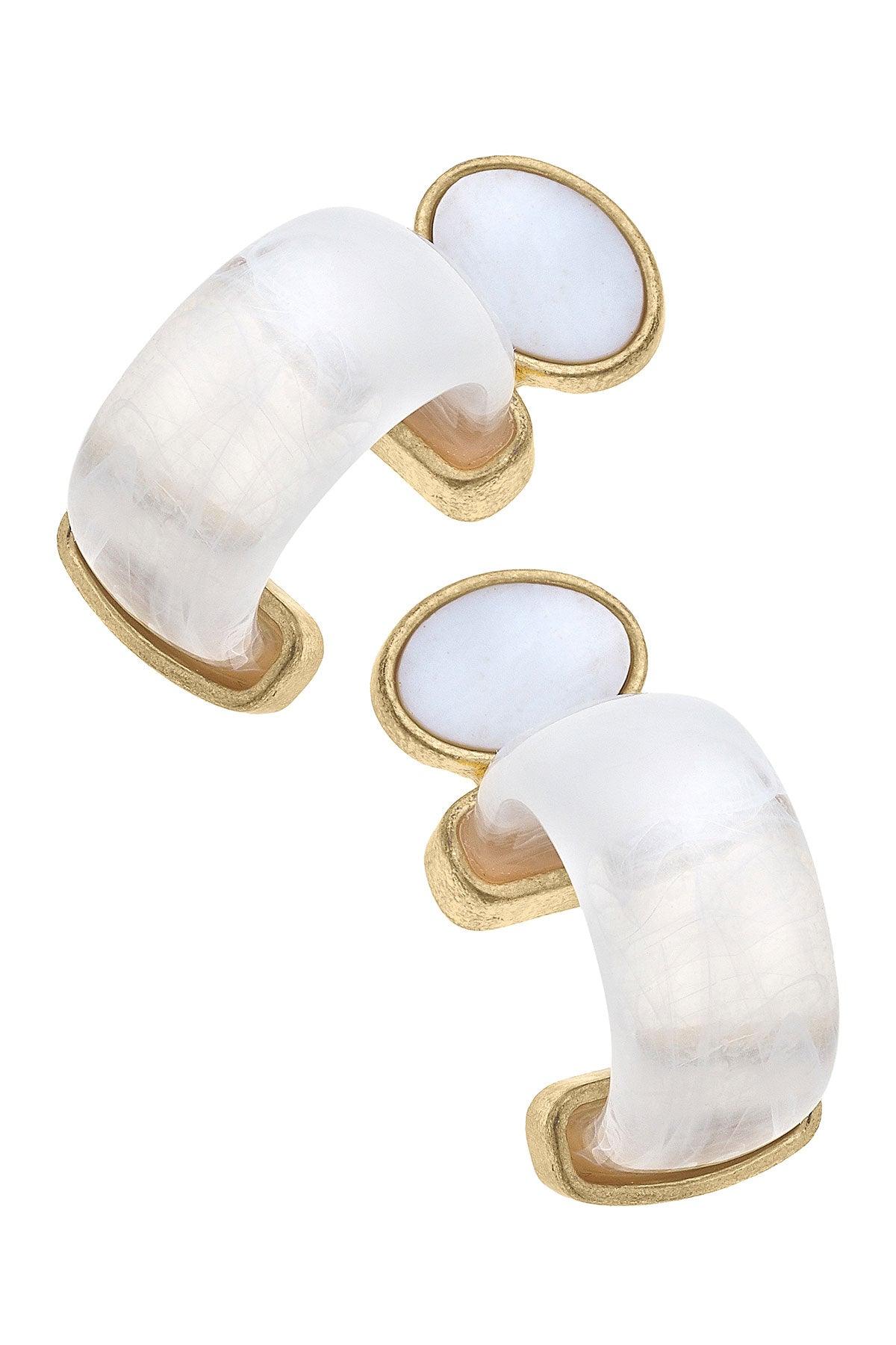 Brie Mother of Pearl Hoop Earrings