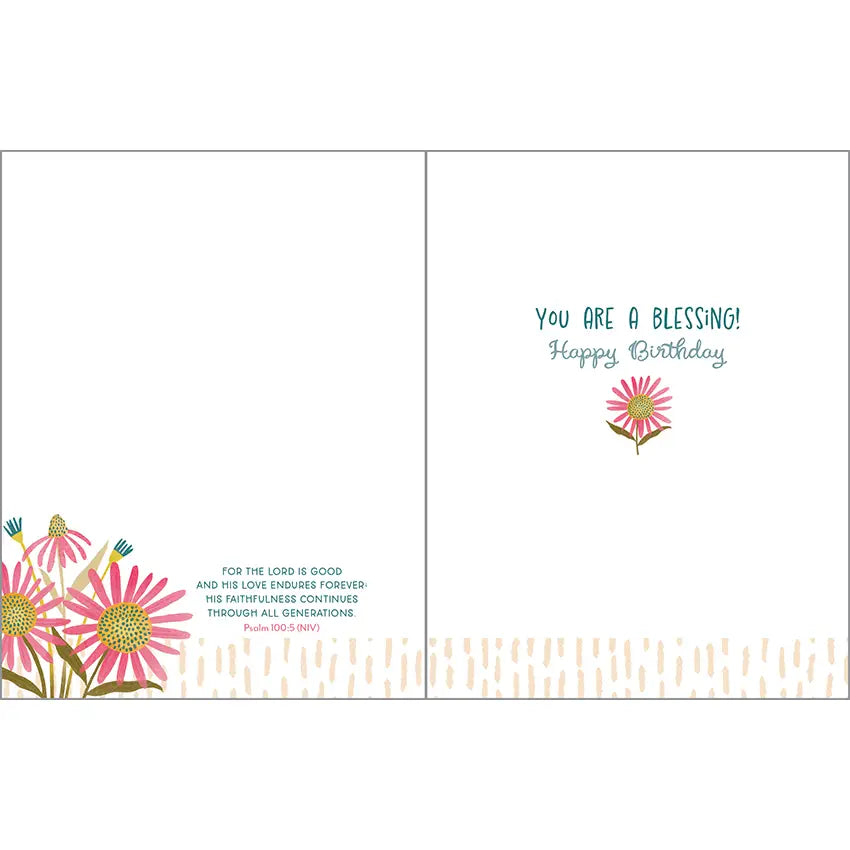 With Scripture Birthday Greeting Card - Pink Daisy Mug