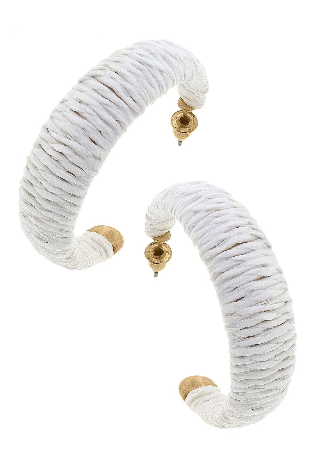 Cancun Raffia Hoop Earrings In White