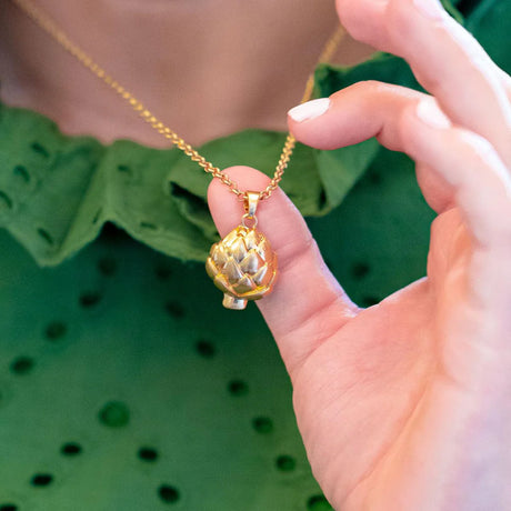 CANVAS Style x @ChappleChandler Suzy Artichoke Charm Necklace in Worn Gold