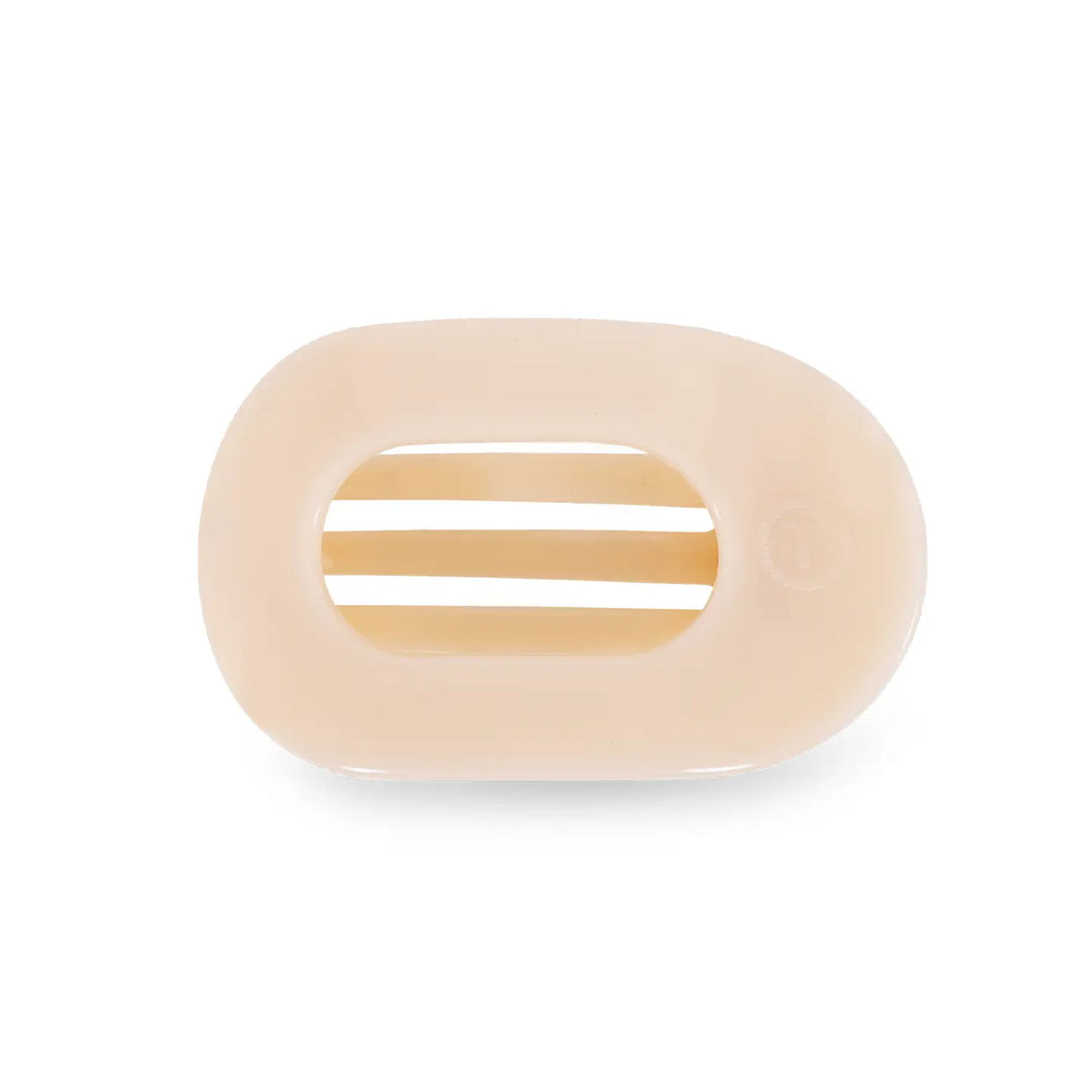 Almond Beige Small Flat Round Clip