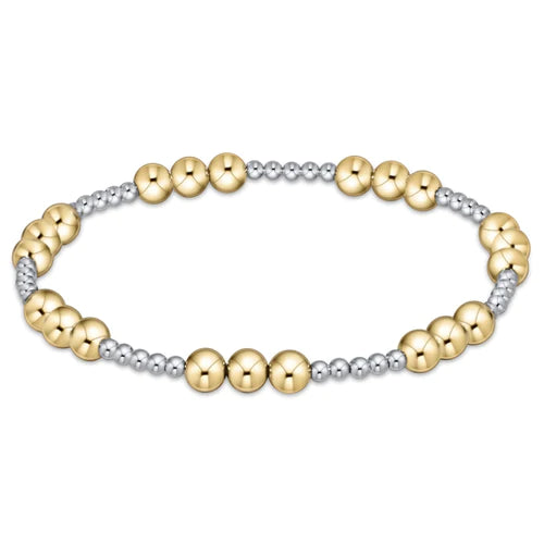 Classic joy pattern 5mm bead bracelet - mixed metal