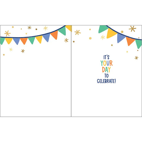 Birthday Card - Banner On Blue