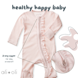 Baby Ruffle Footie 2-Way Zipper – Organic Cotton Waffle Knit