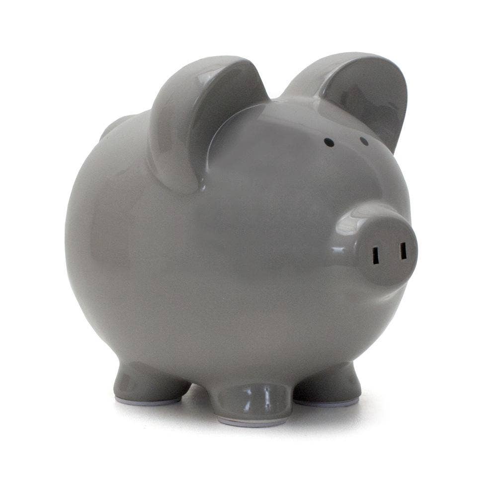 Gray Big Ear Pig - Hand-Painted Glazed Ceramic Piggy Bank