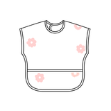 Smock Bib for Baby & Toddler Short Sleeve (Pink Flowers)