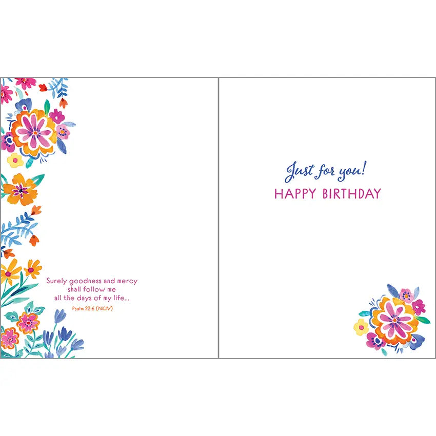 With Scripture Birthday Card - Flowers and Flourishes