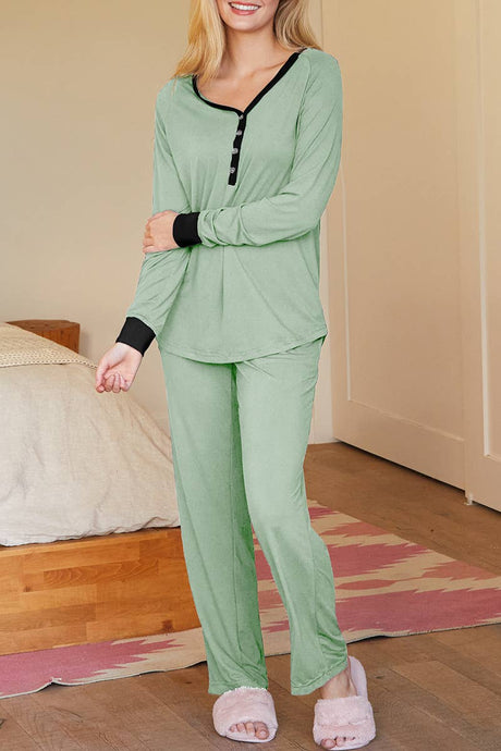 Long Sleeve Henley & Pants Pajama Set