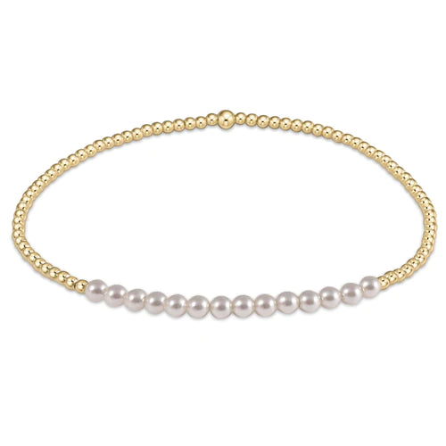 Gold bliss 2mm bead bracelet - pearl