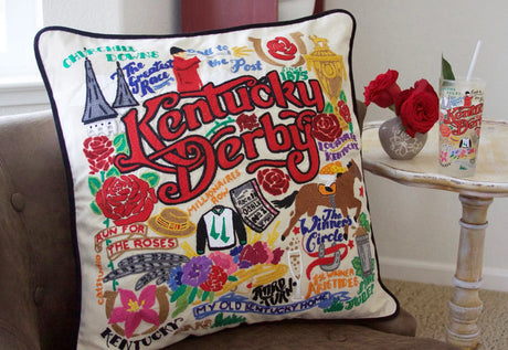 Kentucky Derby Hand-Embroidered Pillow