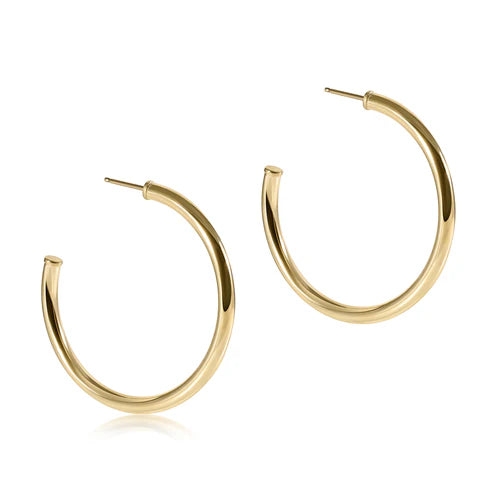 Round gold 1.5" post hoop - 3mm - smooth