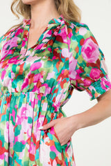 Short Sleeve Tiered Multi Color THML Dress